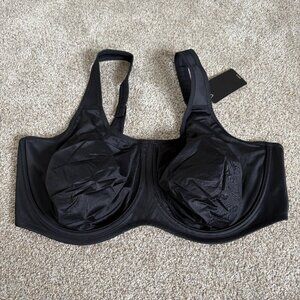 SYROKAN Women's Sports Bra Black Underwire Plus Size 46F NEW